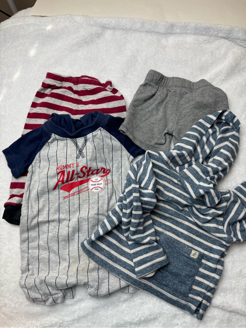 Carter's Navy, Gray & Red 'All-Star' Short Sleeve Romper Set | 4 pieces | 12 mo